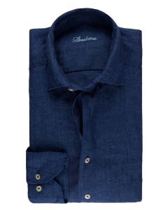 Stenströms donkerblauw linnen overhemd Fitted body