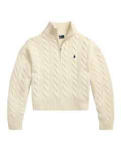 POLO Ralph Lauren Cable Knit Half Zip Trui – Wit