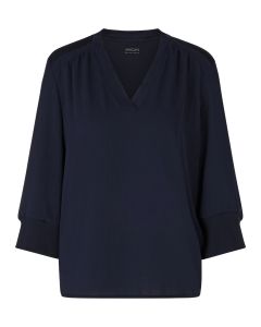 Marc Cain Blouseshirt Materiaalmix – Blauw