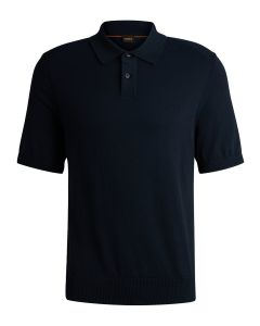 BOSS orange gebreide polo donkerblauw