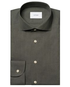 Eton Solid Signature Flannel Shirt – Groen