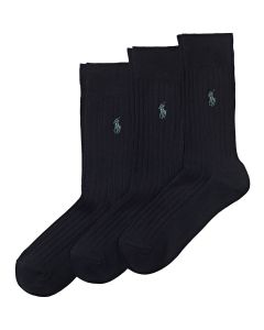 POLO Ralph Lauren 3-pack Geribbelde Sokken zwart