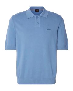 BOSS Orange gebreide polo open blue