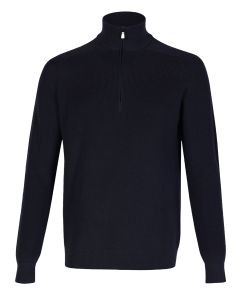 Filippo de Laurentiis – Merino Zip Neck Trui Blauw
