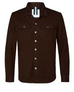 Profuomo donker bruine wol knitted overshirt