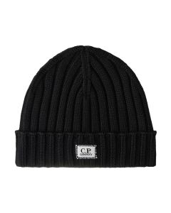 C.P. Company Merino Wol Logo Beanie – Blauw