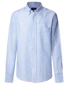 Faconnable Regular fit gestreept linnen shirt