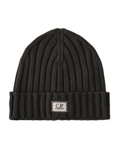 C.P. Company Merino Wol Logo Beanie – Antraciet