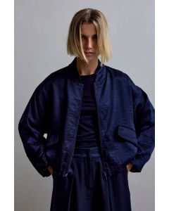 Femmes Du Sud Lacy Satin Bomberjack – Navy